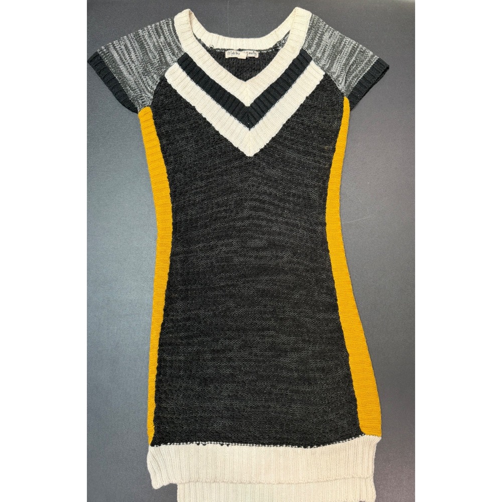 Made For Me To Look Amazing Colorblock Sweater Dress Gray Yellow Black Small